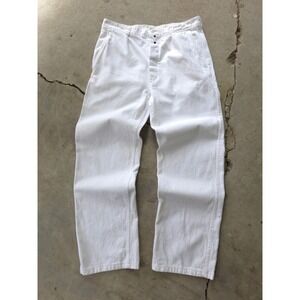 Vintage 1970s White Work Pants 32x28.5 Made in Germany Cotton Euro Workwear